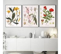 Póster de lienzo minimalista escandinavo con diseño de plantas medicinales y flores vintage para decoración del hogar, dormitorio y sala de estar, 30 x 40 cm, 3 unidades, sin marco.