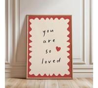 Póster de lienzo minimalista moderno para dormitorio infantil decoración del hogar con frase "Eres tan amado" 30 x 42 cm (marco interior)