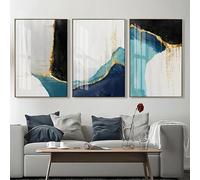 Póster de lienzo moderno con líneas doradas simples, arte de pared, imagen decorativa para sala de estar, decoración del hogar, 70 x 100 cm x 3, sin marco