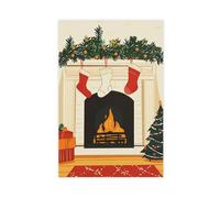 Póster de lienzo para chimenea de invierno, decoración de dormitorio, paisaje, oficina, habitación, regalo, 60 x 90 cm