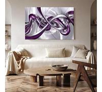 Póster de lienzo para pared, arte abstracto morado, decoración moderna plateada, pósteres de arte de oficina, impresión en lienzo para sala de estar (70 x 100 cm/marco interior)