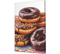 Póster de lienzo para pared, pintura de donut de chocolate, impresión de póster, decoración moderna para el hogar, hermosa sala de estar (60 x 90 cm, sin marco)