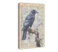 Póster de lienzo vintage de la naturaleza de la enciclopedia del cuervo, para decoración de pared, pinturas para sala de estar, dormitorio, 20 x 30 pulgadas (50 x 75 cm)