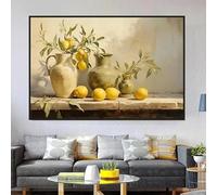 Póster de limonero mediterráneo, impresiones en lienzo, pintura de bodegón de frutas de verano, imágenes artísticas de pared, decoración del hogar (70 x 100 cm/sin marco)