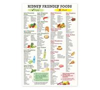 Póster de lista de alimentos amigables con los riñones, póster de dieta de concienciación renal, arte de lista de compras de comestibles bajo en potasio, impresión de guía de plan de dieta renal