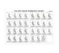 Póster de lona de 11.81 x 17.72 pulgadas, tabla de entrenamiento para silla de Tai Chi, tabla de ejercicios para colgar sentada, fácil de mostrar, póster plegable para sala de estar, dormitorio, hogar