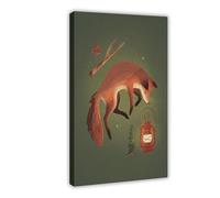 Póster de lona para decoración de habitación infantil, diseño de zorro, animales salvajes, decoración de habitación, regalo, 50 x 75 cm