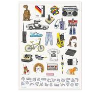 Póster de Luckies of London de los años 80 para rascarse | arte de pared que revela iconos retro | Decoración de habitación vintage / decoración de dormitorio | carteles e impresiones interactivos | impresiones de pared ilustradas indie | Regalos novedosos