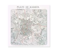 Póster de mapa antiguo de Morales 1879 Madrid City Plan Old Réplica de papel grueso 60 x 60 cm