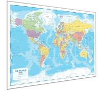 Póster de mapa del mundo de 33 x 24 pulgadas, mapa de pared grande del mundo, atlas de mapa del mundo, mapa del mundo, mapa perfecto para viajes, decoración de aula o regalo de geografía