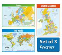 Póster de mapa - Juego de 3 | Póster de geografía | Papel brillante midiendo 850mm x 594mm (A1) | Geography Classroom Posters | Educativos por Daydream Education