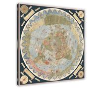 Póster de mapa medieval de la Tierra Plana Gigante de Urbano Monte de 1587 Mapa Mundi Antiguo Atlas del Mundo Antiguo Mundo, Póster de Cartografía para Dormitorio, Lienzo decorativo