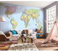 Komar XXL4-038 368 x 248 cm. Mapa mundi, mural de papel, multicolor (Pack de 4)