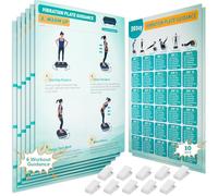 Póster de máquina de ejercicio con placa vibratoria, 6 guías de entrenamiento mejoradas, 10 planificadores y 10 clips de doble cara, tabla completa de entrenamiento vibratorio de ondas de cuerpo