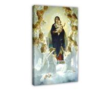 Póster de María Reina de Ángeles, María Regina Angeli de William Bouguereau, lienzo decorativo para dormitorio, arte de pared, oficina, habitación, decoración estética, marco de regalo, 20 x 30