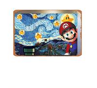 Póster de Mario Super Starry Night para decoración de pared, póster de jugador, regalo de Mario, póster de Super Star Mario, carteles de metal, decoración del hogar, decoración artística, carteles de