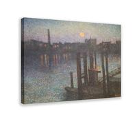 Póster de Maximilien Luce de Port of London Night para dormitorio, lienzo decorativo para pared, oficina, habitación, decoración estética, marco de regalo, 50 x 75 cm