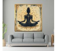 Póster de meditación de chakras, yoga espiritual, mandala, loto y aura, arte en lienzo, impresiones de pared, imagen para decoración del hogar, 50 x 50 cm, sin marco