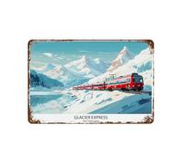 Póster de metal con diseño de tren expreso de los Alpes suizos, viaje escénico, Suiza, viajes, aventura alpina, R_3, decoración de pared, arte moderno, decoración del hogar, bar, tienda, letrero
