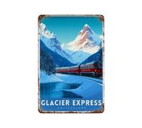 Póster de metal con diseño de tren expreso de los Alpes suizos, viaje escénico, Suiza, viajes, aventuras alpinas, arte moderno, decoración del hogar, bar, tienda, letrero vintage, 30 x 20 cm
