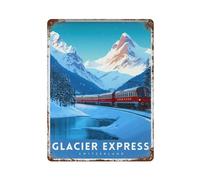 Póster de metal con diseño de tren expreso de los Alpes suizos, viaje escénico, Suiza, viajes, aventuras alpinas, arte moderno, decoración del hogar, bar, tienda, decoración vintage, 40 x 30 cm