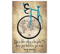 Póster de metal con texto en inglés "Life Is Like Riding A Bike To Keep Your Balance And You Have To Keep Going", decoración de pared, 8 x 12 pulgadas