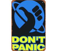 Póster de metal con texto en inglés "The Hitchhiker's Guide to the Galaxy", cartel de metal retro para exteriores, arte de pared, jardín, bar, cafetería, restaurante, garaje, club, decoración de pared