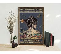 Póster de metal con texto en inglés "They Whispered To Her You Cannot Withstand The Storm I Am The Storm She Whispered Back" para decoración de pared con texto en inglés "They Whispered To Her You