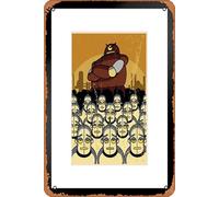 Póster de metal retro con diseño de robots, propaganda de guerra, robots, ejército, militar, divertido, parodia, computadora, nerd, geek, codificador, jugador, arte, decoración de pared, 8 x 12