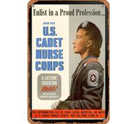 Póster de metal retro de hojalata WPA War Propaganda Enlist In A Proud Profession Join The US Cadet Nurse Corps, póster de 8 x 12 pulgadas