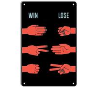 Póster de metal retro de reglas de juegos de mano, letrero de estaño, tijeras de roca, papel, ganar, perder, placa de metal, decoración de pared, letreros de lata para el hogar, cocina, bar