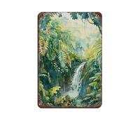 Póster de metal vintage con pintura de acuarela de bosque lluvioso de Costa Rica, para pub, club, cafetería, bar, hogar, decoración de pared, póster retro de 8 x 12 pulgadas (20 x 30 cm)