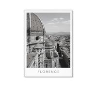 Póster de moda en blanco y negro Florencia City Travel fotografía lona pintura paisaje callejero impresiones de pared para sala de estar decoración del hogar (12 x 18 pulgadas = (30 x 45 cm) sin marco