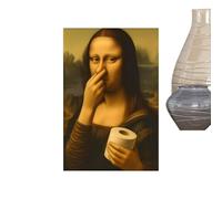 Póster de Mona Lisa - Divertida obra de arte de parodia vintage, impresión humorística para sujetar la nariz, arte de pared de meme de baño, decoración de mordaza de baño, gráfico de estilo retro para