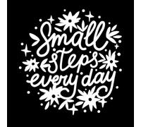 Póster de motivación: pequeños pasos cada día, letras. Decoración de vinilo para pared 42x43.2cm Pegatinas para vidrio Blanco