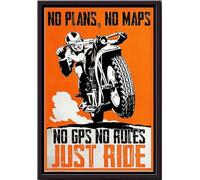 Póster de motocicleta sin planos, mapas, GPS, reglas, "Just Ride", decoración de pared, lienzo para novio, esposo, amante de las motos, corredor, club de carreras, taller de reparación de motocicletas