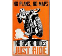 Póster de motocicleta sin planos, mapas, GPS, reglas, "Just Ride", decoración de pared, lienzo para novio, esposo, amante de las motos, corredor, club de carreras, taller de reparación de motocicletas