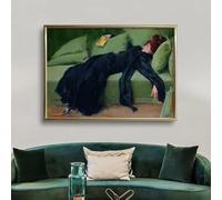 Póster de mujer joven decadente después del baile, impresión de retrato melancólico, arte vintage verde, pintura en lienzo, decoración de pared para el hogar (30 x 50 cm)