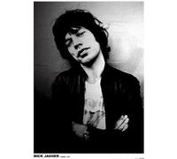Poster de música PLASTIFICADO. Mich Jagger (Rolling Stones) 1975 con cita en INGLES "Mick Jagger London 1975". Medida estandarizada "A1" aprox. 84,1 x 59,4 cm.