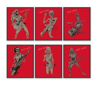 Póster de música punk, lienzo con texto póster de esqueleto humano de rock, póster de música rock and roll para siempre, decoración de habitación 8x10 pulgadas, sin marco