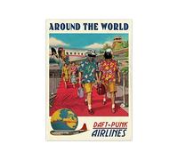 Póster de música retro Daft Punk Around The World, con marco para pared o decoración del hogar, solo impresión A3