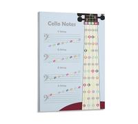 Póster de notas de violonchelo, diapasón, póster de teoría musical, lección de violonchelo, gráfico educativo de 20 x 30 pulgadas (50 x 75 cm)
