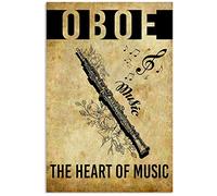 Póster de Oboe The Heart Of Music para celebración, patio, restaurante, tienda, carteles, decoración de pared, póster de metal, 8 x 12 pulgadas