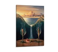 Póster de obra de pintor de Salvador Dalí El mundo en una copa de vino, 1 imagen impresa en lienzo, pintura de pared, decoración moderna para el hogar, obra de arte idea, 20 x 30 cm