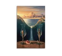 Póster de obra de pintor de Salvador Dalí El mundo en una copa de vino, 1 impresión artística para pared, pintura fotográfica para colgar, decoración de dormitorio familiar, 40 x 60 cm
