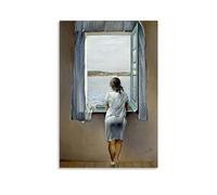 Póster de obra de pintor de Salvador Dalí (mujer joven retro en una ventana), lienzo para pared, impresiones artísticas para colgar fotos, idea de regalo, decoración del hogar, obras de arte de 50 x