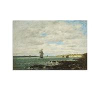 Póster de obra maestra clásica de la costa de Bretaña de Eugene Boudin para pared, lienzo decorativo para decoración del hogar, 30 x 45 cm