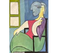 Póster de Pablo Picasso Ilustración abstracta de pared《Mujer junto a la ventana》por Pablo Picasso Grabados de personas Pintura de lienzo a color para decoración del hogar 30x40cm sin enmarcar