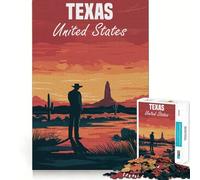 Póster de Paisaje de Puesta de Sol de Texas, Rompecabezas de 1000 Piezas para Adultos, Regalos para Fortalecer la Memoria, Momentos de Serenidad, Calidad, Borde, Deseo de Papá Noel 38x26cm