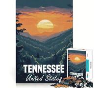 Póster de Paisaje de Puesta de Sol en Tennessee, Rompecabezas para Adolescentes de 1000 Piezas, Mejora la Memoria, relajación, Bordes precisos, Regalo increíble 38x26cm